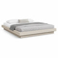 Cadre de lit plateforme 2 places 180 × 200 cm en panneaux de particules beige clair, sans tête de lit