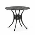 Table de jardin ronde en aluminium noir avec plateau ajouré, Ø 90 × H 74 cm