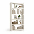 Bibliothèque à 5 niveaux en panneaux MDF avec ouvertures arquées, blanc cassé, 80 × 30 × 180 cm