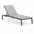 Bain de soleil extérieur inclinable en aluminium et toile polyester, taupe et anthracite, 200 × 65 × 34 cm