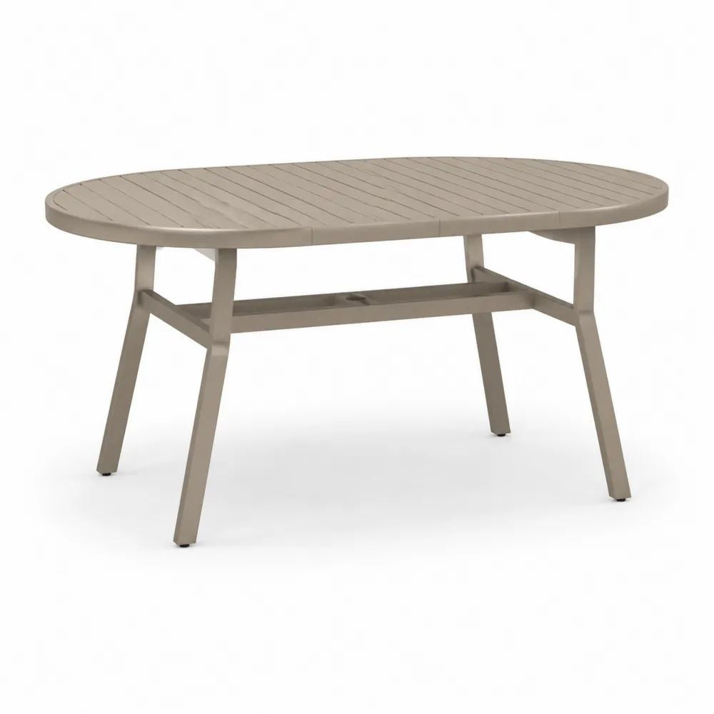 Table de jardin ovale en aluminium taupe, 150 × 90 × 74 cm, 6 places